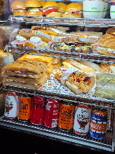 Toasties and pressed sandwiches in the display cabinet at Marlowe's Way